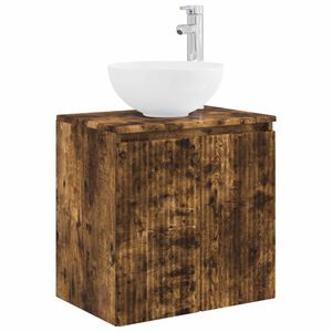 vidaXL Vanidad con Lavabo de Pared Roble Ahumado 49,5 x 35 x 63 cm