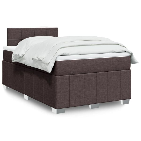 vidaXL Cama box spring con colch&oacute;n tela marr&oacute;n oscuro 120x190 cm