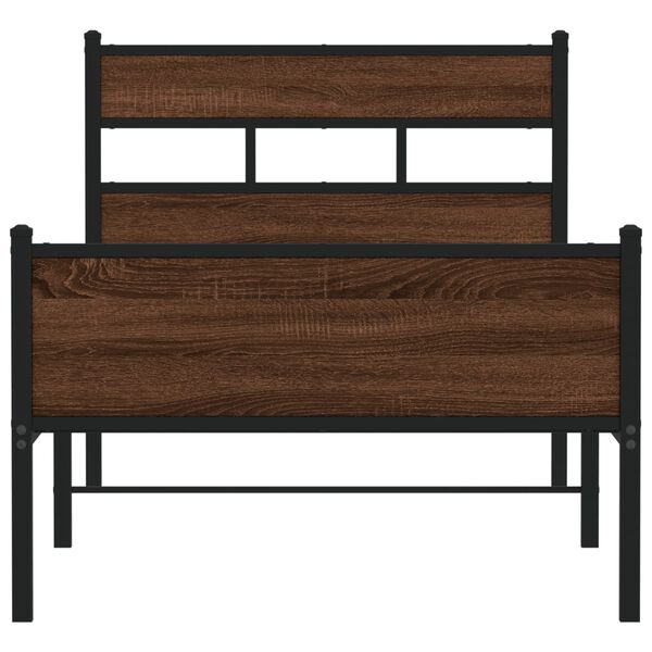 vidaXL Estructura de cama sin colch&oacute;n madera marr&oacute;n roble 100x200 cm