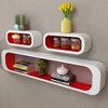 vidaXL Estantes flotantes pared 3 pzas libros/DVD MDF blanco rojo