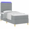 vidaXL Cama Box Spring LED con colch&oacute;n Gris Claro 90 x 190 cm tela