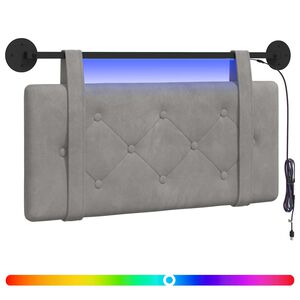 vidaXL Cabecero colgante Con luz LED Gris Claro Terciopelo