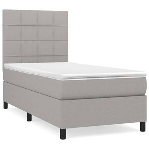 vidaXL Cama box spring con colch&oacute;n tela gris claro 80x200 cm