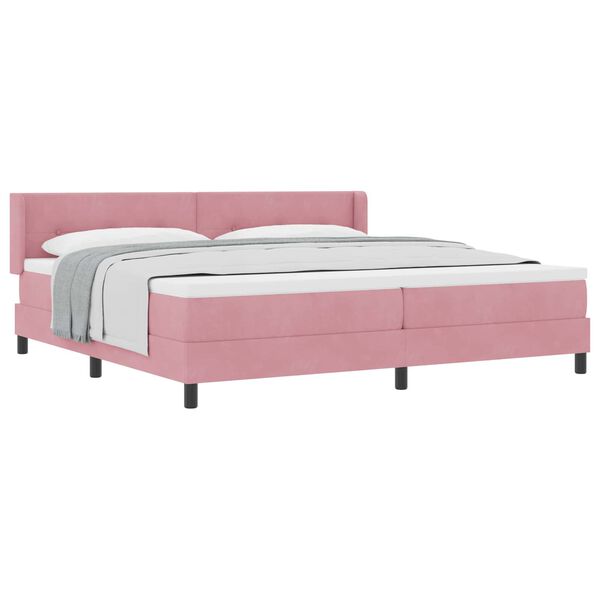 vidaXL Cama tipo Box Spring con colch&oacute;n Rosa 200 x 200 cm Terciopelo