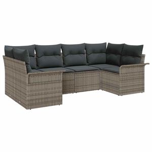 vidaXL Conjunto de sof&aacute; de jard&iacute;n 6 uds. Gris Polirat&aacute;n