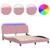 vidaXL Estructura de cama con LED sin colch&oacute;n terciopelo rosa 160x200 cm