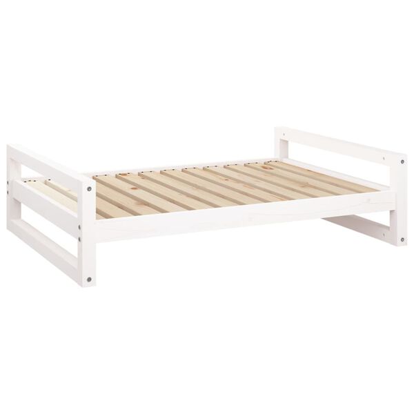 vidaXL Cama para perros madera maciza de pino blanco 105,5x75,5x28 cm