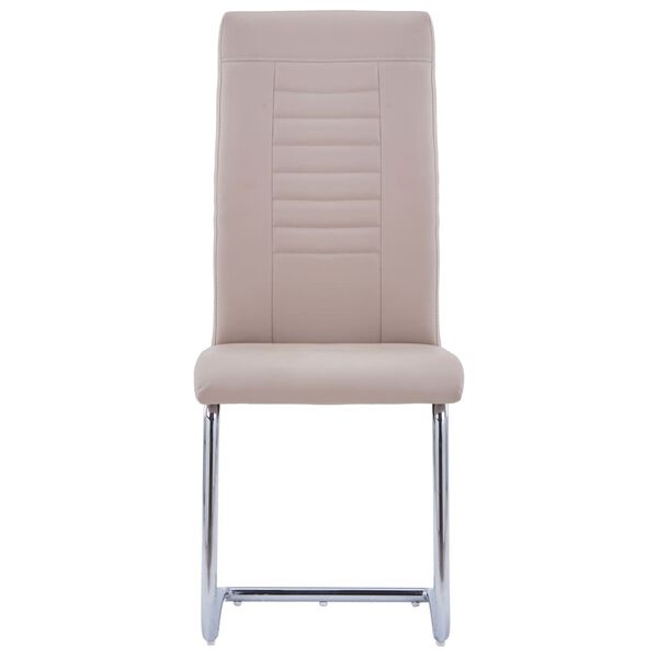 vidaXL Sillas de comedor voladiza 2 uds cuero sint&eacute;tico capuchino