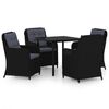 vidaXL Juego de comedor para jard&iacute;n 5 piezas negro