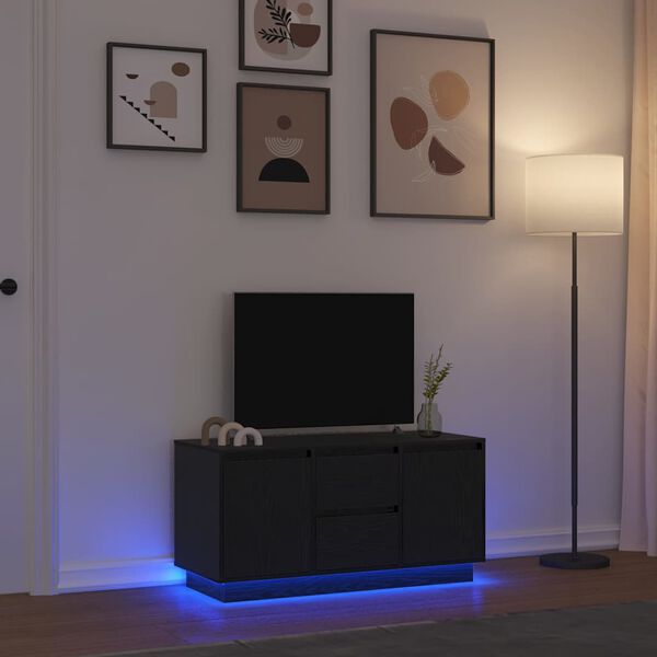 vidaXL Mueble de TV con luces LED roble negro 100x41x50 cm