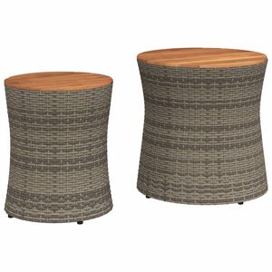 vidaXL Mesas auxiliares jard&iacute;n 2 pzas superficie de madera rat&aacute;n gris