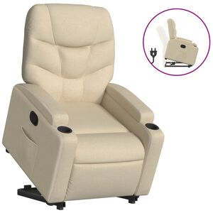 vidaXL Sill&oacute;n reclinable elevable de tela color crema
