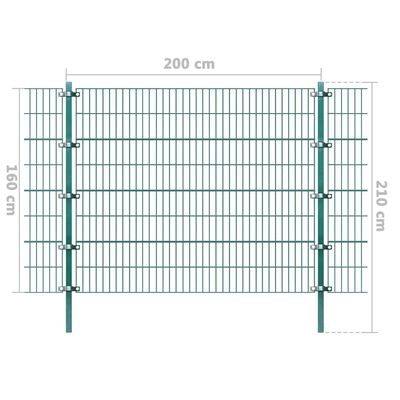 vidaXL Panel de valla y postes hierro recubrimiento polvo verde 6x1,6m