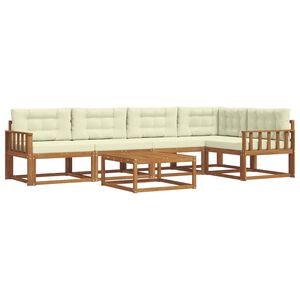 vidaXL Conjunto de sof&aacute;s de exterior con coj&iacute;n 6 pcs Natural y Crema