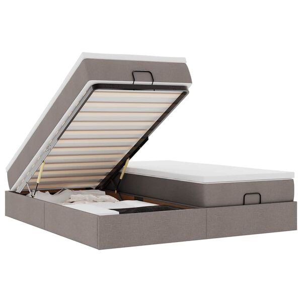 vidaXL Estructura de cama otomana colchones tela gris pardo 160x200cm