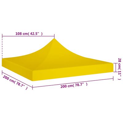 vidaXL Techo de carpa para celebraciones amarillo 2x2 m 270 g/m²