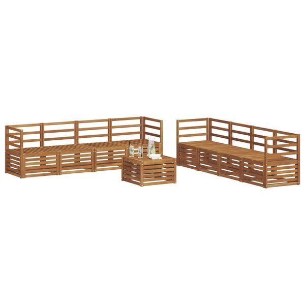vidaXL Juegos de sof&aacute;s 9 pcs Natural Madera de Acacia S&oacute;lida
