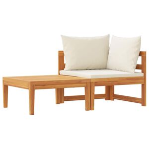vidaXL Set muebles de jardín 2 pzas cojines crema madera de acacia
