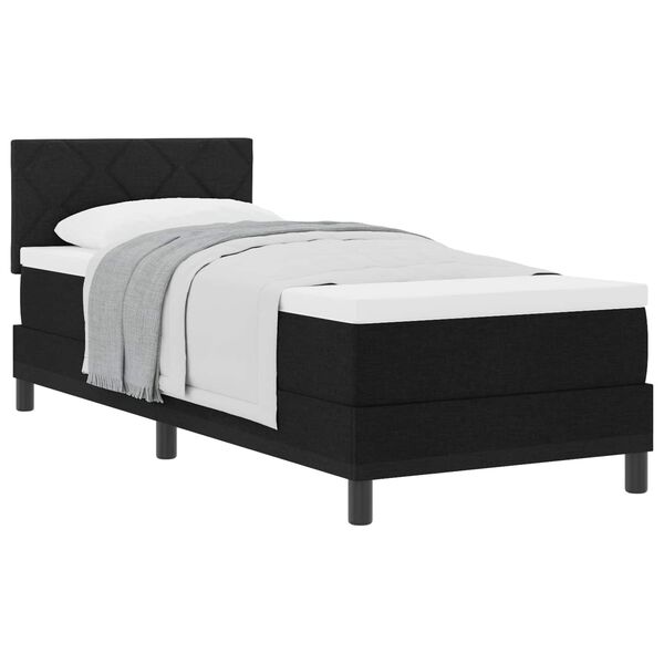 vidaXL Cama tipo Box Spring con colch&oacute;n Negro 80 x 200 cm tela