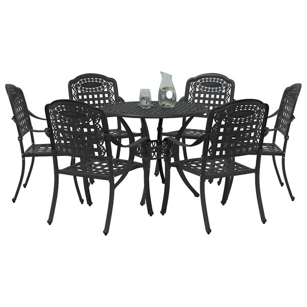 vidaXL Conjunto de Comedor de Jard&iacute;n 7 pcs Negro Aluminio