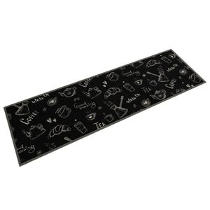 vidaXL Alfombra de cocina lavable terciopelo negro Morning 45x150 cm