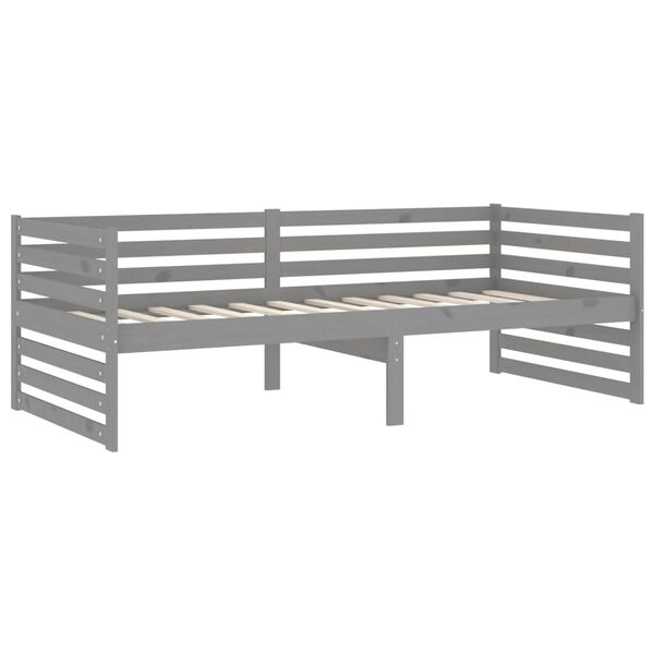 vidaXL Sof&aacute; cama con cajones madera de pino maciza gris 90x200 cm