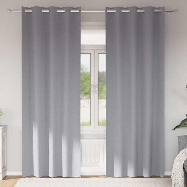 vidaXL Cortinas Opacas con Anillas 2 pcs Gris Claro 260 x 140 cm