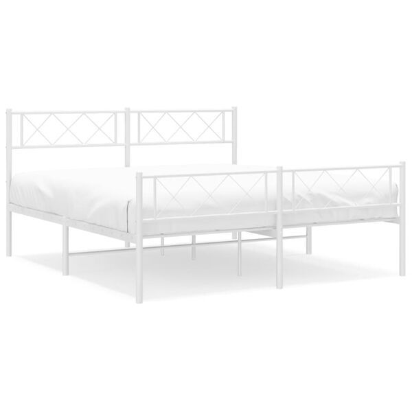 vidaXL Estructura cama sin colch&oacute;n con estribo metal blanco 140x200 cm