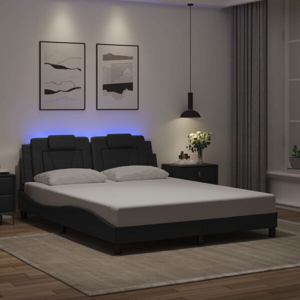 vidaXL Estructura de cama Viana con LED sin colch&oacute;n negro 160x200 cm
