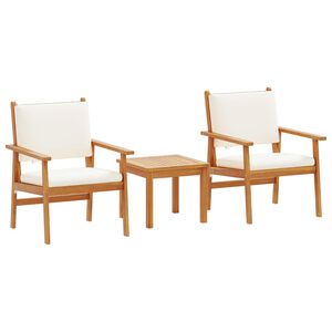vidaXL Conjunto de sofá de jardín 3 pcs Marrón Madera maciza de Acacia