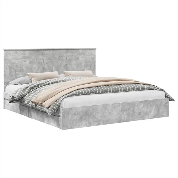 vidaXL Cama con almacenamiento con cabecera Gris Concreto 180 x 200 cm