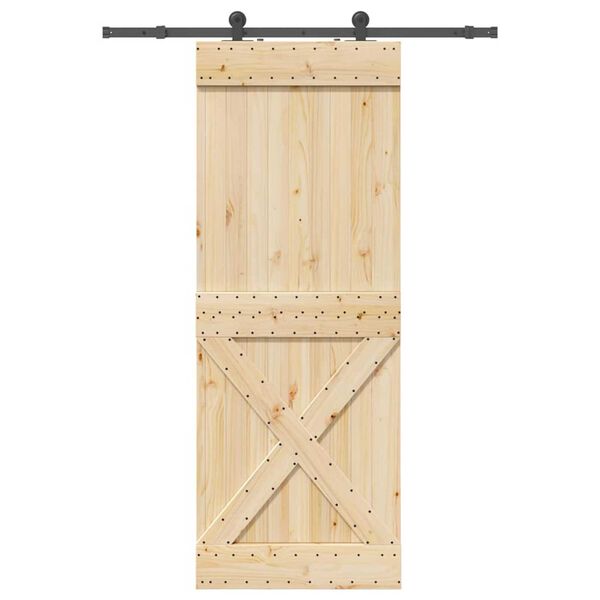 vidaXL Puerta corredera con herrajes madera maciza de pino 85x210 cm
