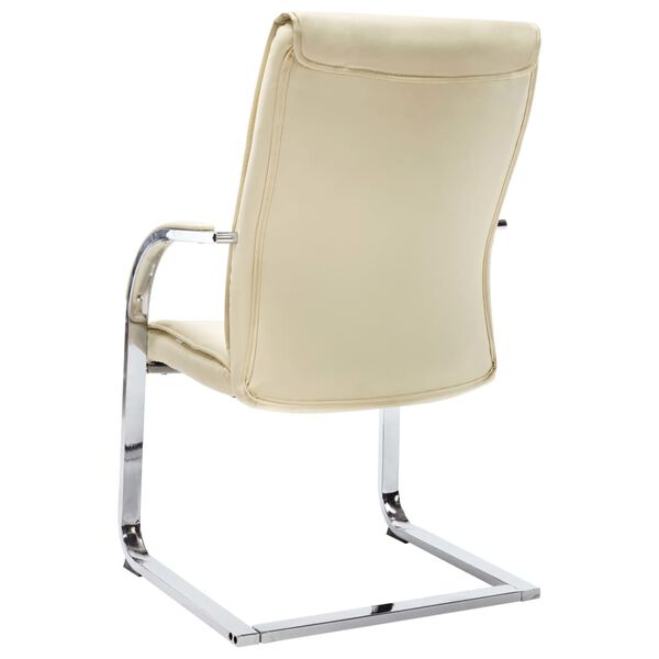 vidaXL Silla de oficina voladiza de cuero sintético crema