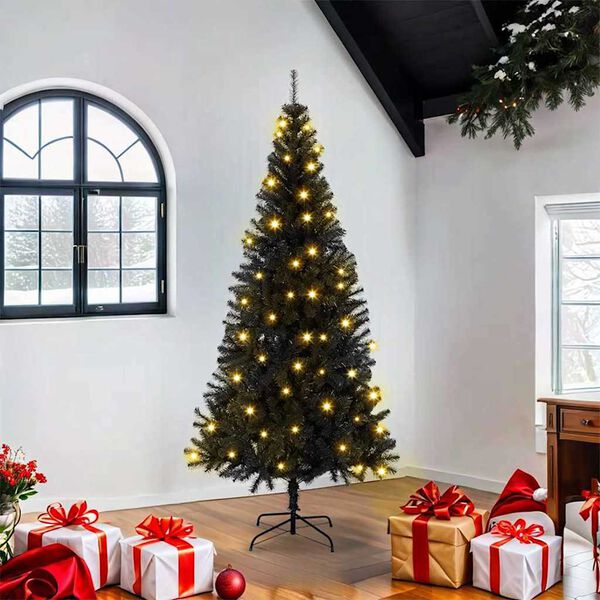 vidaXL &Aacute;rbol de Navidad con 300 LED con soporte Negro 180 cm PVC