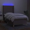 vidaXL Cama box spring colch&oacute;n y luces LED gris taupe 80x200 cm