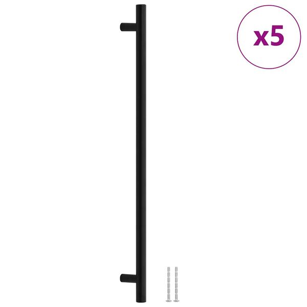 vidaXL Tiradores para armarios 5 uds acero inoxidable negro 480 mm