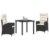 vidaXL Conjunto de Comedor de Jard&iacute;n 3 pcs Negro rat&aacute;n sint&eacute;tico