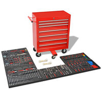 vidaXL Carrito de herramientas 1125 herramientas acero rojo