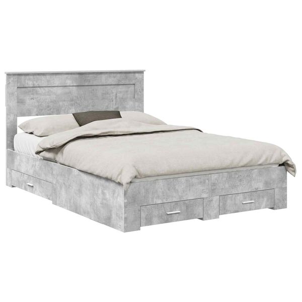 vidaXL Estructura de cama con cabecera Gris Concreto 140 x 200 cm