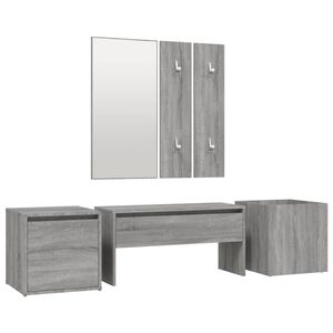 vidaXL Set de muebles de recibidor madera contrachapada gris Sonoma