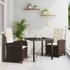 vidaXL Conjunto de Comedor de Jard&iacute;n 3 pcs Marr&oacute;n rat&aacute;n sint&eacute;tico