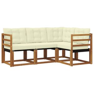 vidaXL Conjunto de sof&aacute;s de exterior con coj&iacute;n 4 pcs Natural y Crema