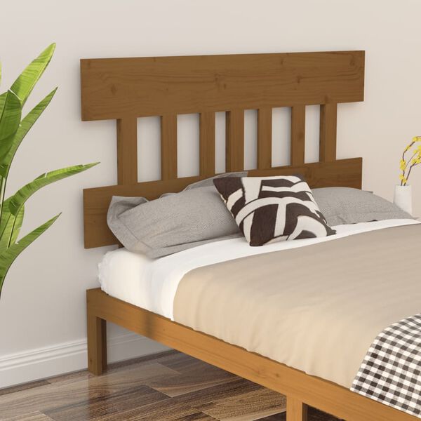 vidaXL Cabecero de cama madera maciza de pino marr&oacute;n miel 138,5x3x81cm