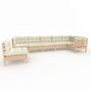 vidaXL Muebles de jard&iacute;n 7 piezas cojines madera de pino color crema