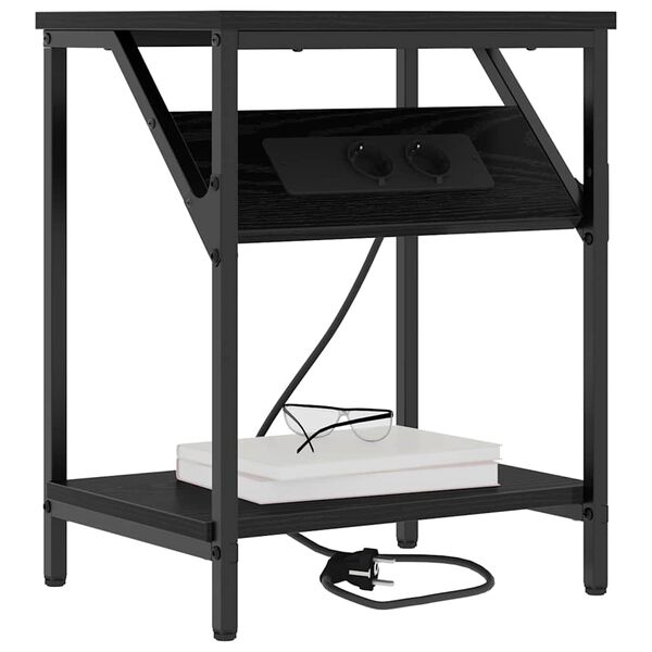 vidaXL Armario de Noche Roble Negro 38 x 30 x 48 cm