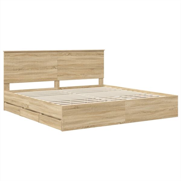 vidaXL Estructura de cama Roble Sonoma 200 x 200 cm Madera Ingenieril