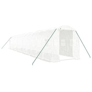 vidaXL Invernadero con estructura de acero blanco 24 m&sup2; 12x2x2 m