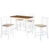 vidaXL Set mesa y sillas de bar 5 piezas madera maciza marr&oacute;n y blanco