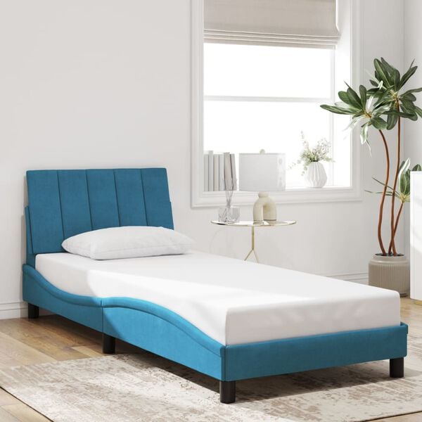 vidaXL Estructura de cama sin colchón Hanko terciopelo azul 80x200 cm