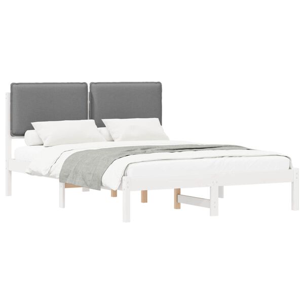 vidaXL Estructura de Cama con Cabecera Tapizada Gris Claro